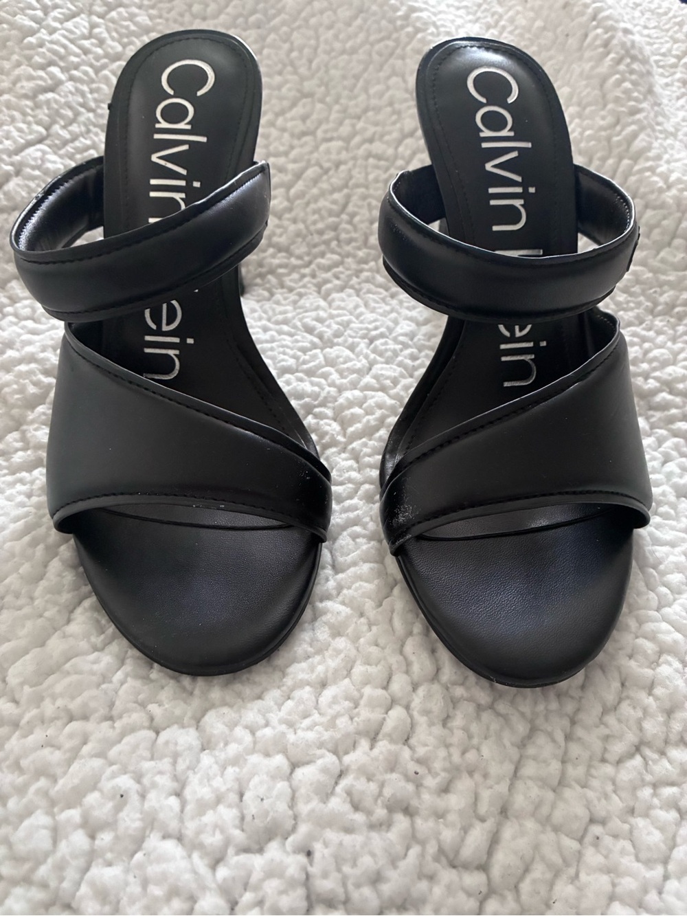 Calvin Klein Black Leather Cross-Strap Slide M sandals